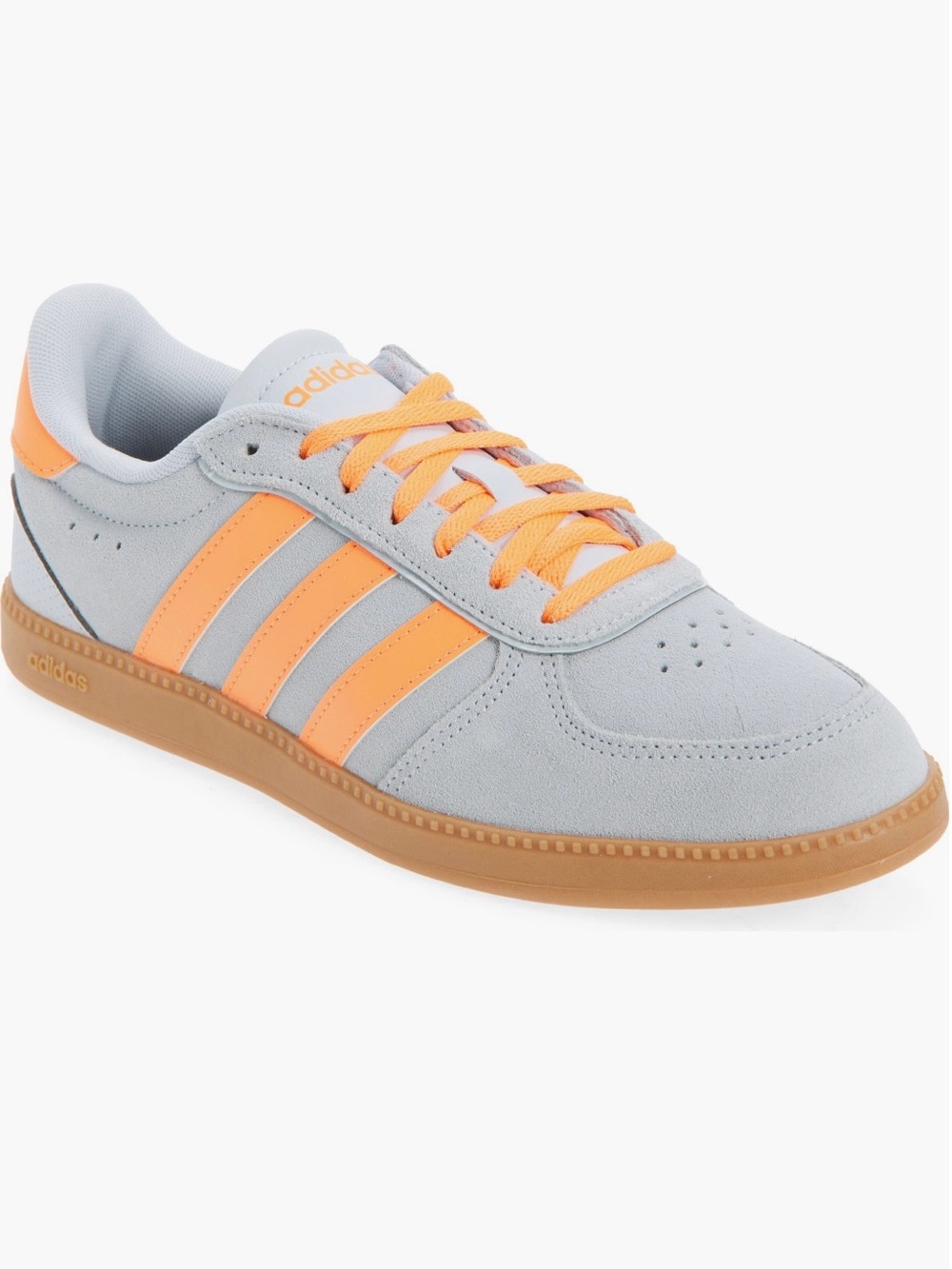 adidas Light Gray Suede Sneakers with Orange Stripes